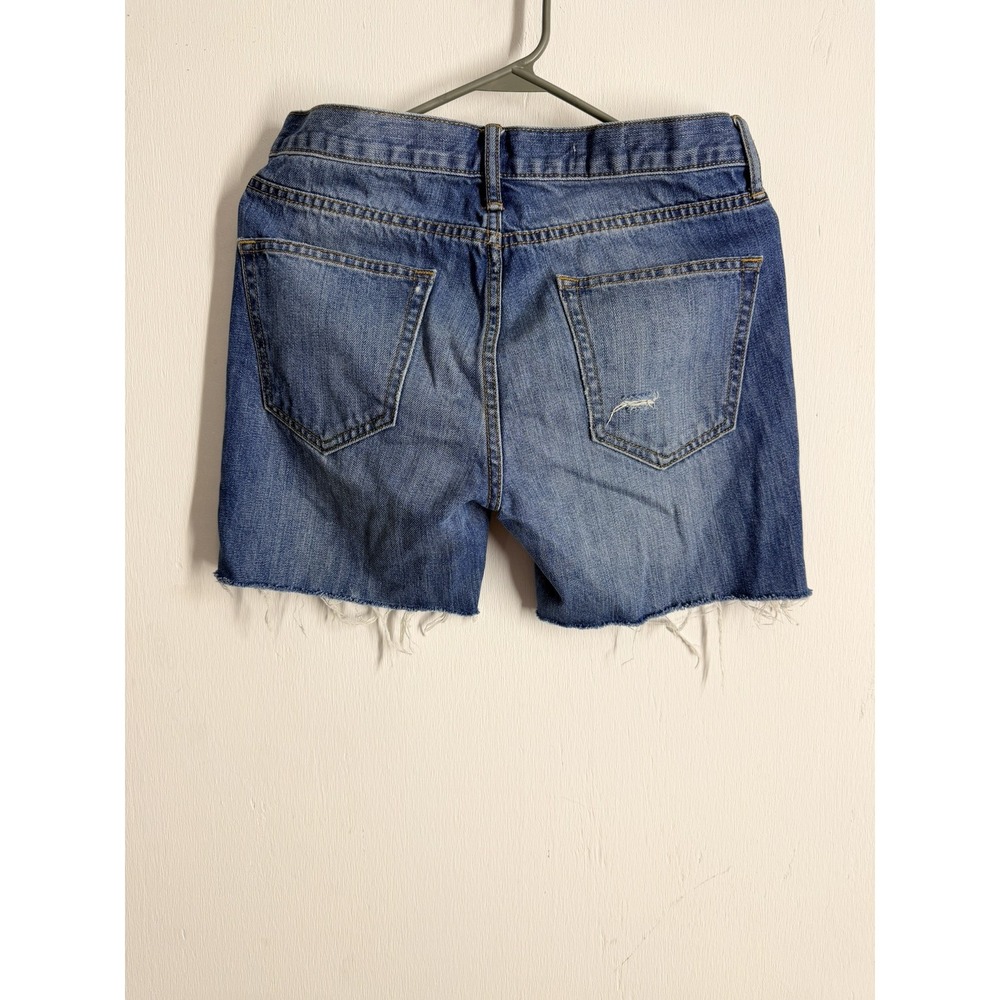 Gap 1969 Sexy Boyfriend Denim Shorts Medium Wash Raw Hem Size 25 249283-00